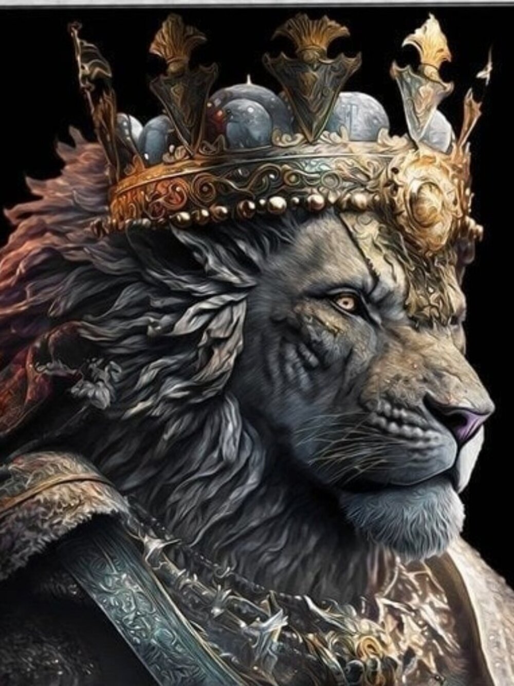 4x6 Lion‎ King Watercolor Oil Painting Fantasy Art Print